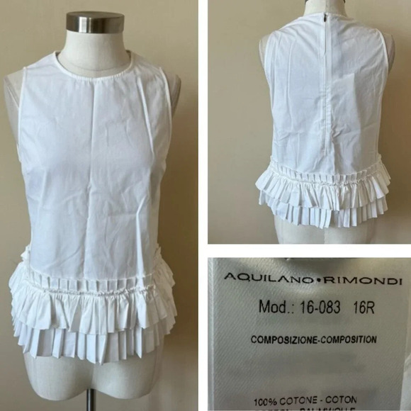 New! Aquilano Rimondi Ruffle Top 26002 - Picture 1 of 9